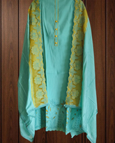 Graceful Modal Suit Set with Organza Embroidery Charm